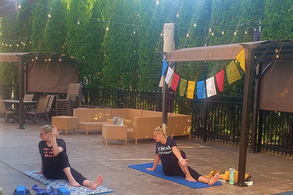 yoga on the patio